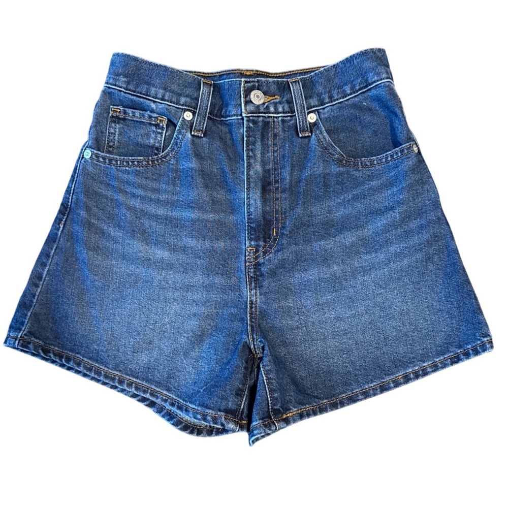 Levis High Waisted Mom Shorts Womens 24 Medium Wash Denim A1965-0032 Blue
